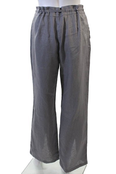 Muze Womens Flat Front Drawstring Ankle Slit Pants Gray Size M