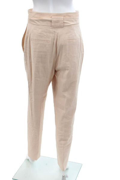 Jonathan Simkhai Womens Textured Belted Straight Leg Pants Pink Size 06