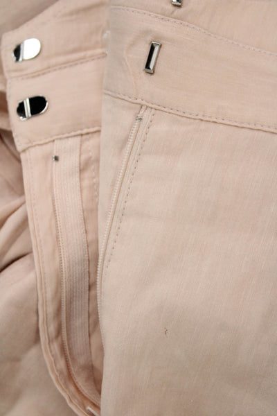 Jonathan Simkhai Womens Textured Belted Straight Leg Pants Pink Size 06