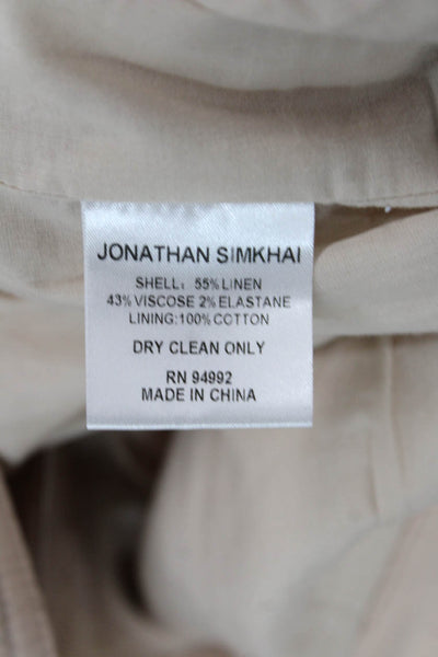 Jonathan Simkhai Womens Textured Belted Straight Leg Pants Pink Size 06