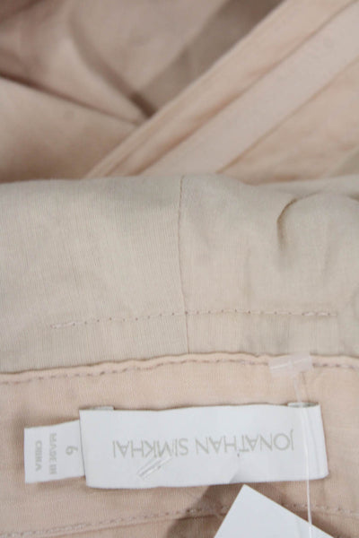 Jonathan Simkhai Womens Textured Belted Straight Leg Pants Pink Size 06