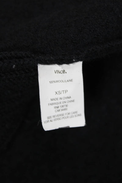 Vince Womens Wool Cowl Neck Long Sleeve Open Front Jacket Black Size XS