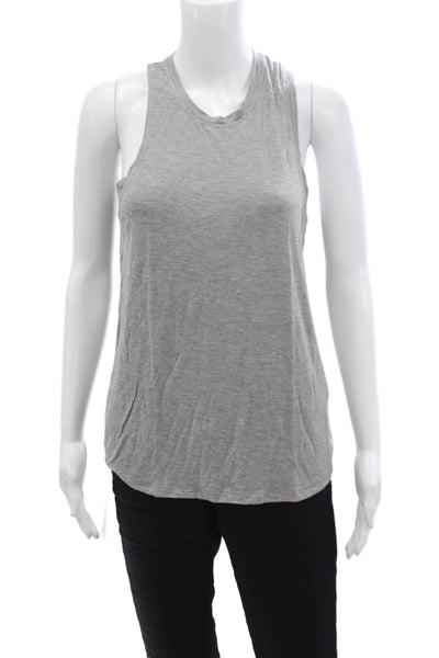 Splits59 Womens Solid Scoop Neck Tank Top Gray Size S