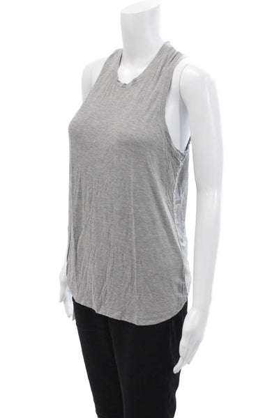 Splits59 Womens Solid Scoop Neck Tank Top Gray Size S