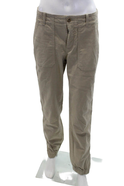 Banana Republic Womens Cotton Pocketed Zippered Ankle Detail Pants Beige Size 6
