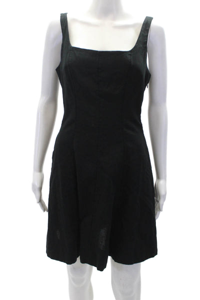 A New Day Womens Linen Sleeveless Paneled Detail Dress Solid Black Size 4