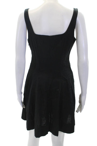 A New Day Womens Linen Sleeveless Paneled Detail Dress Solid Black Size 4