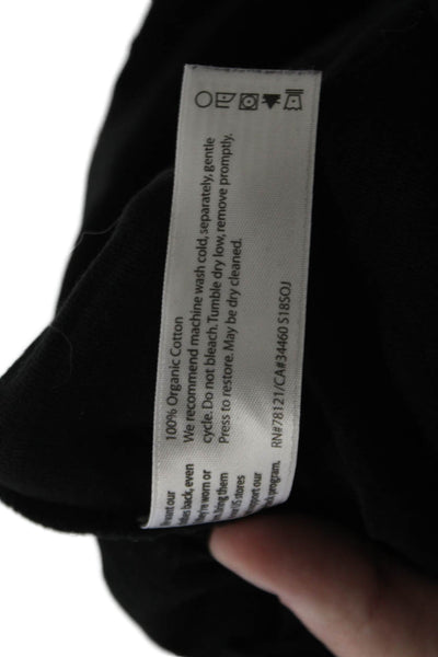 Eileen Fisher Womens Cotton V-Neck Short Sleeve Casual Top Black Size S