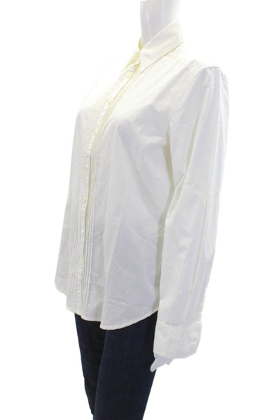 Sundance Womens Collared Pleated Detail Button Down Blouse White Size S