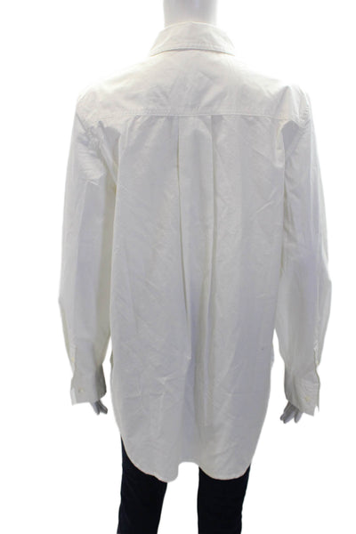 Sundance Womens Collared Pleated Detail Button Down Blouse White Size S