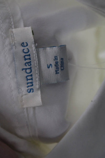 Sundance Womens Collared Pleated Detail Button Down Blouse White Size S