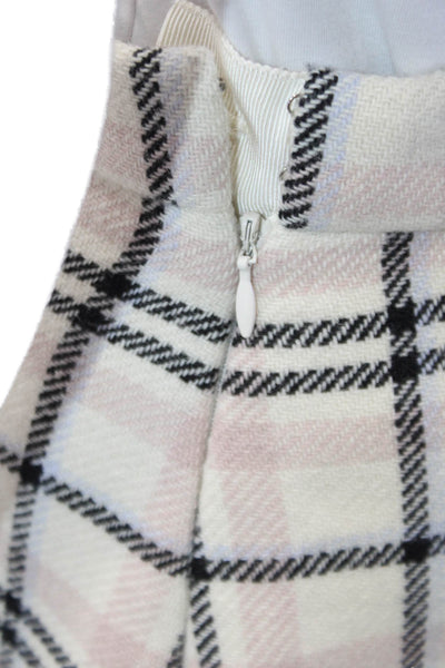 Carven Womens Wool Plaid Lined A-Line Skirt Pink Multi Size 36