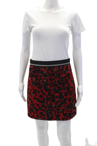 Missoni Womens Wool Printed Side Zip Unlined Mini Skirt Red Multi Size 40