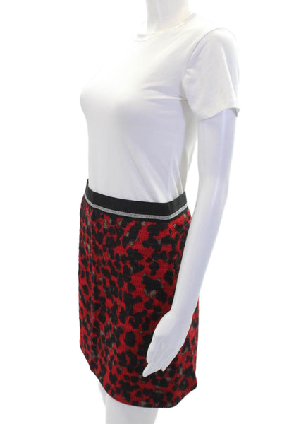 Missoni Womens Wool Printed Side Zip Unlined Mini Skirt Red Multi Size 40