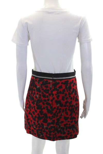 Missoni Womens Wool Printed Side Zip Unlined Mini Skirt Red Multi Size 40