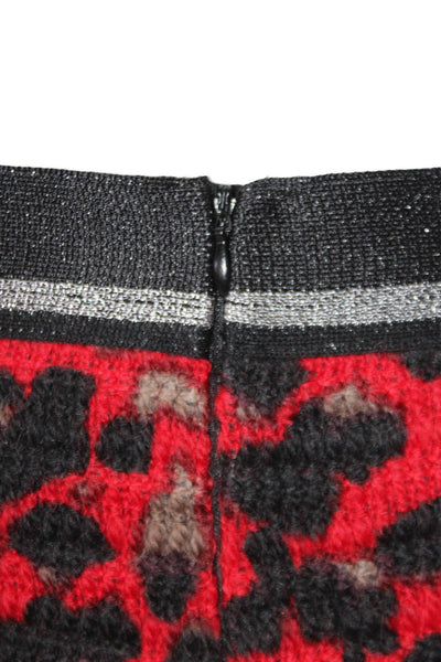 Missoni Womens Wool Printed Side Zip Unlined Mini Skirt Red Multi Size 40