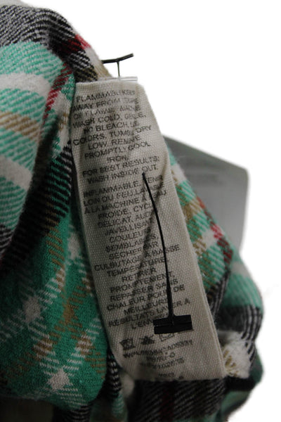Woolrich Womens Plaid Button-Down Top Green Size S