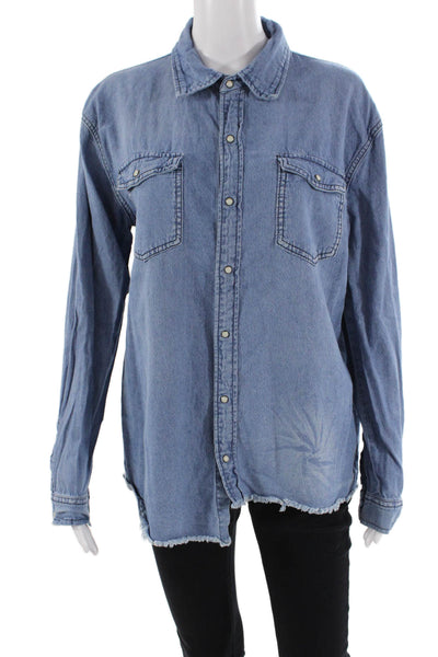 One by One Teaspoon Womens Button-Down Top Blue Size S