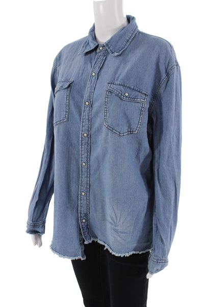 One by One Teaspoon Womens Button-Down Top Blue Size S