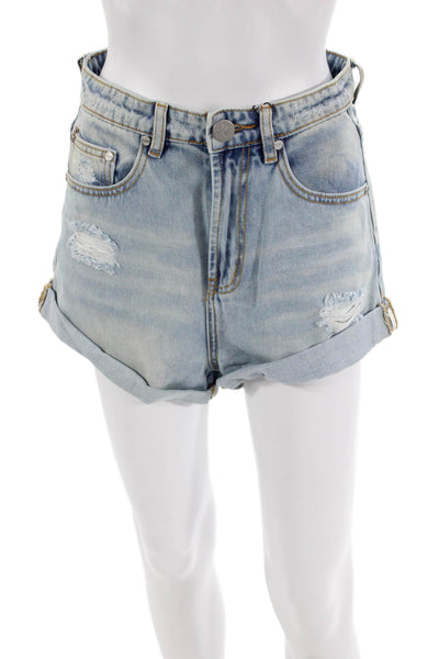 One Teaspoon Womens Light Wash Denim Shorts Blue Size 27