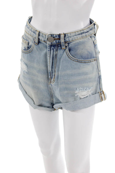 One Teaspoon Womens Light Wash Denim Shorts Blue Size 27