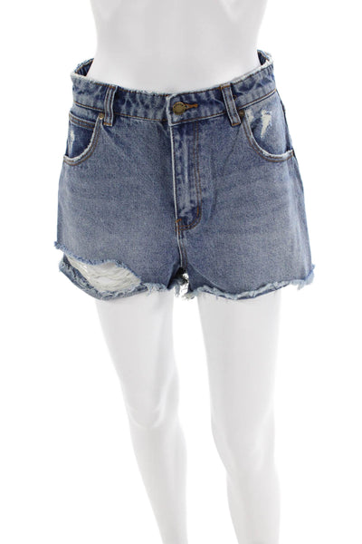 Rollas Womens Distressed Denim Shorts Blue Size 27