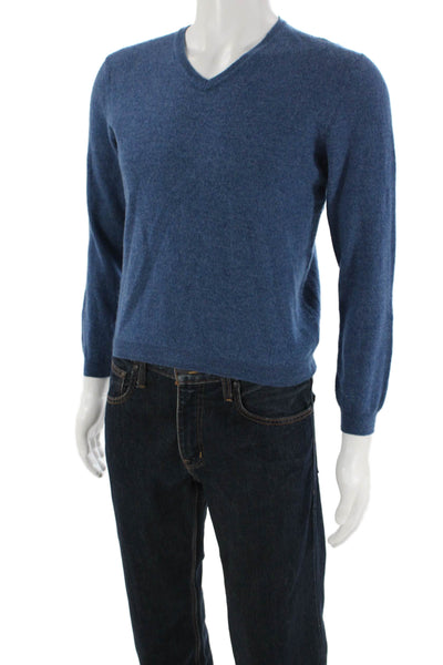 Calvin Klein Mens Merino Wool V Neck Sweater Blue Size L