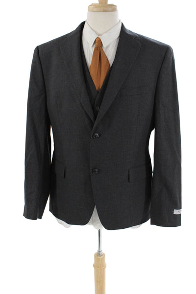 Alfani Mens 2 Piece Two Button Blazer Vest Set Gray Size 42/M