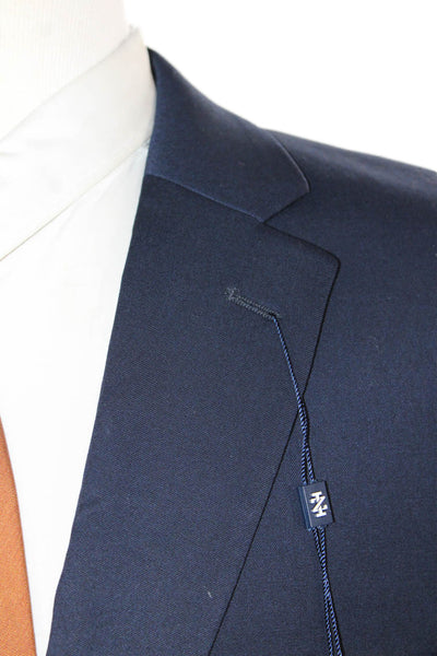 Izod Mens Solid Notched Lapel 2 Button Blazer Blue Size 42
