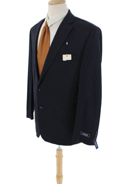 Izod Mens Solid Notched Lapel 2 Button Blazer Blue Size 42