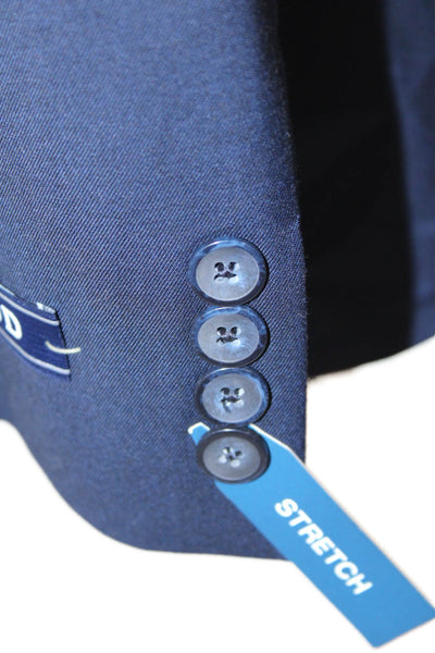 Izod Mens Solid Notched Lapel 2 Button Blazer Blue Size 42