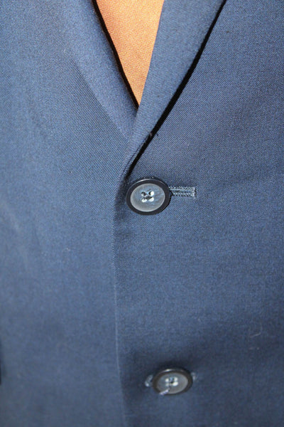 Izod Mens Solid Notched Lapel 2 Button Blazer Blue Size 42
