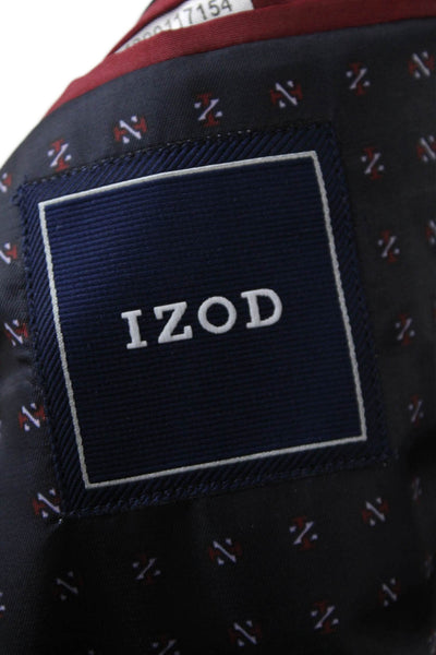 Izod Mens Solid Notched Lapel 2 Button Blazer Blue Size 42