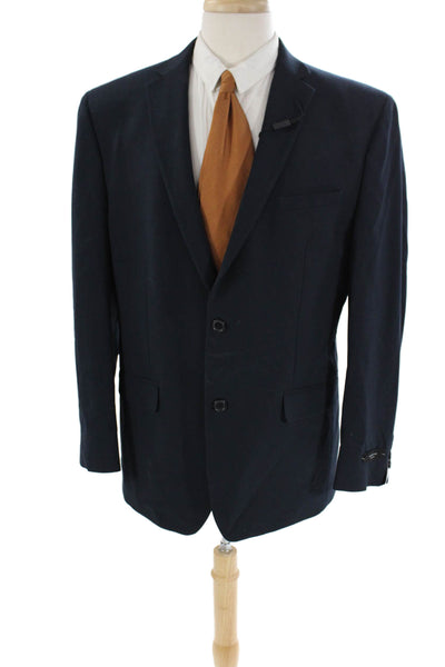 Marc New York Mens Single Breasted Solid Blazer Jacket Blue Size 42