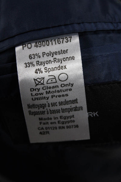 Marc New York Mens Single Breasted Solid Blazer Jacket Blue Size 42