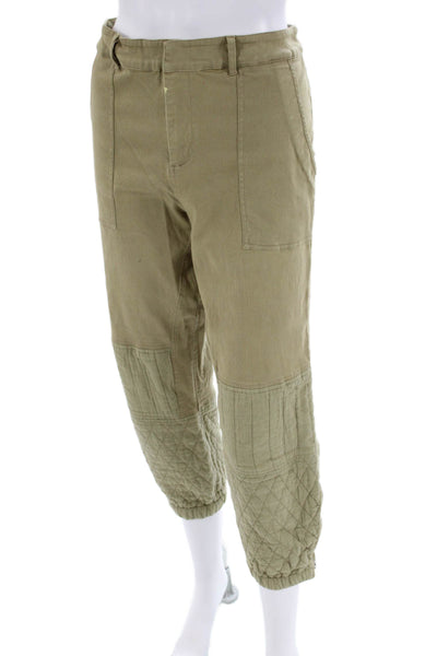 Sea New York Womens Cotton Quilted Detail Pocketed Pants Khaki Green Size 8