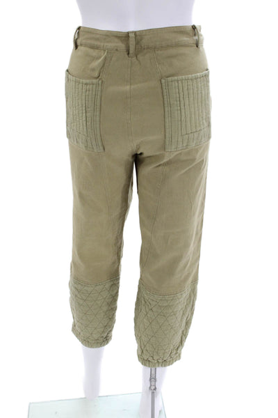 Sea New York Womens Cotton Quilted Detail Pocketed Pants Khaki Green Size 8
