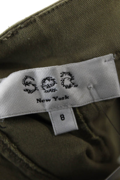 Sea New York Womens Cotton Quilted Detail Pocketed Pants Khaki Green Size 8