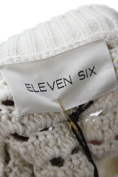 Eleven Six Womens Cotton Sequin Knit Top Silver Size M