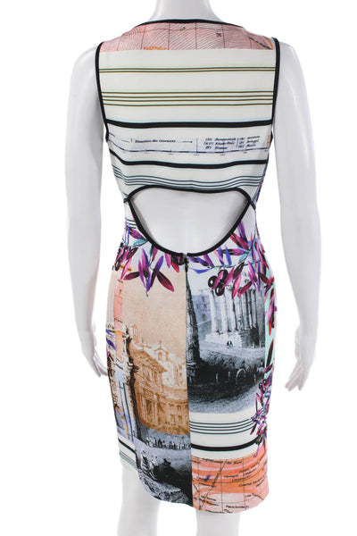 Clover Canyon Womens Round Neck Sleeveless Pattern Pencil Dress Multi Size M