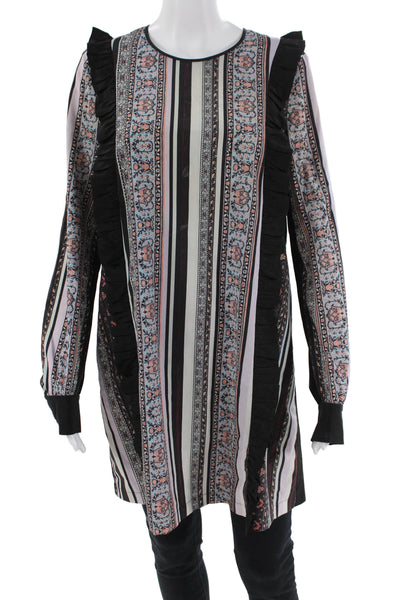 Clover Canyon Womens Textured High Neck Long Sleeve Pattern Top Multi Size S