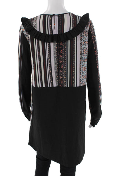 Clover Canyon Womens Textured High Neck Long Sleeve Pattern Top Multi Size S