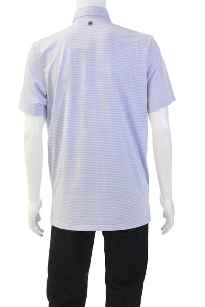 Greyson Mens Striped Short Sleeve Polo Shirt Blue Size M