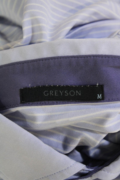 Greyson Mens Striped Short Sleeve Polo Shirt Blue Size M