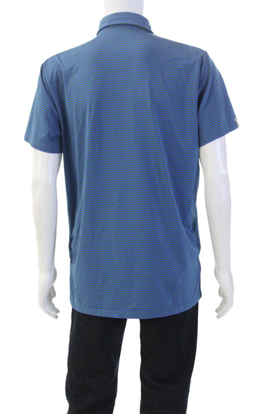 RLX Ralph Lauren Mens Striped Short Sleeve Polo Shirt Blue Size M