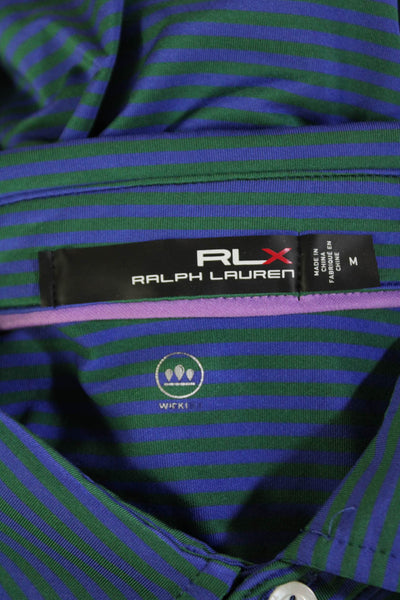 RLX Ralph Lauren Mens Striped Short Sleeve Polo Shirt Blue Size M