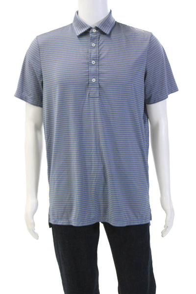 RLX Ralph Lauren Mens Striped Button Up Polo Shirt Blue Size M