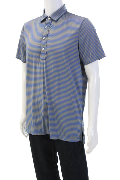 RLX Ralph Lauren Mens Striped Button Up Polo Shirt Blue Size M