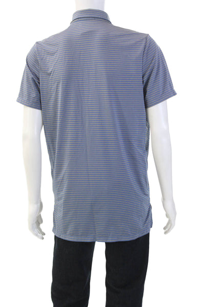 RLX Ralph Lauren Mens Striped Button Up Polo Shirt Blue Size M