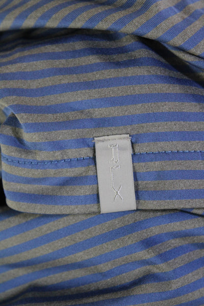 RLX Ralph Lauren Mens Striped Button Up Polo Shirt Blue Size M
